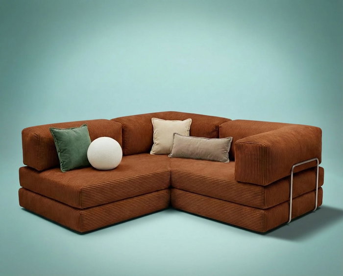 Atelier Del Sofa Kanyon - Sofá-cama de esquina Rojo azulejo